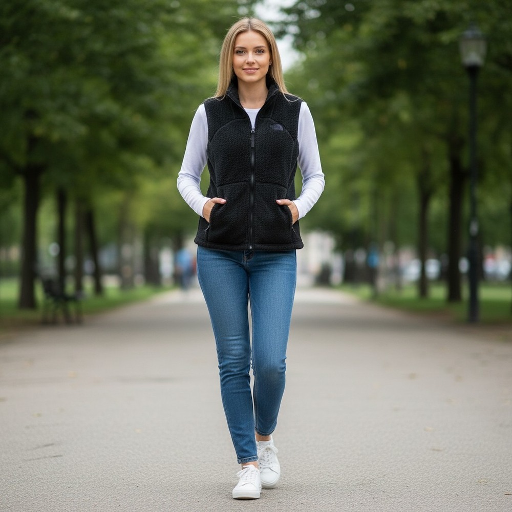 The North Face Osito Fleece Vest Womens‎ Medium Black Full Zip Soft Shell Jacket